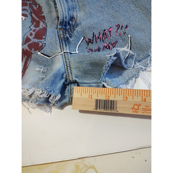 Denim Levi  Cutoff HOT PANTS SHORT Shorts  Frayed Hippie Distressed Large VTG 36 - Picture 10 of 10